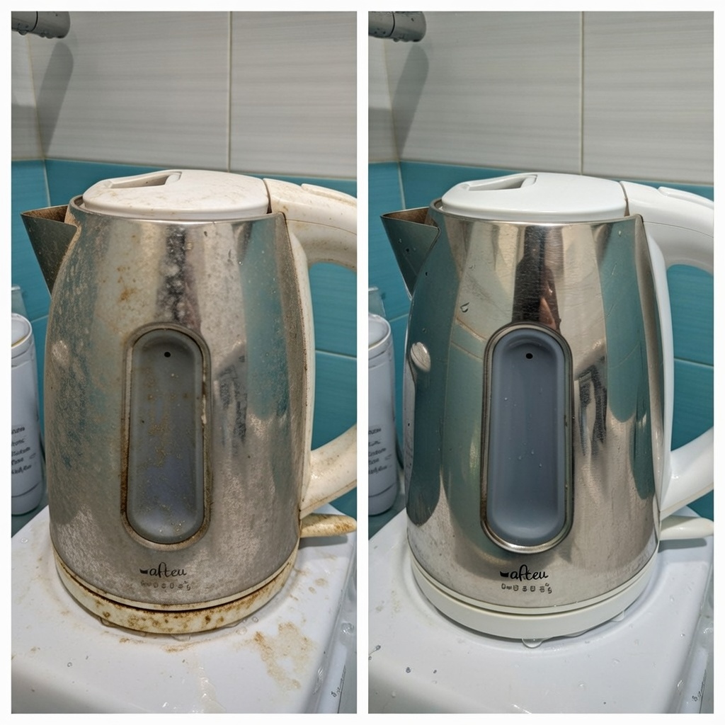 Чистка чайника до та після