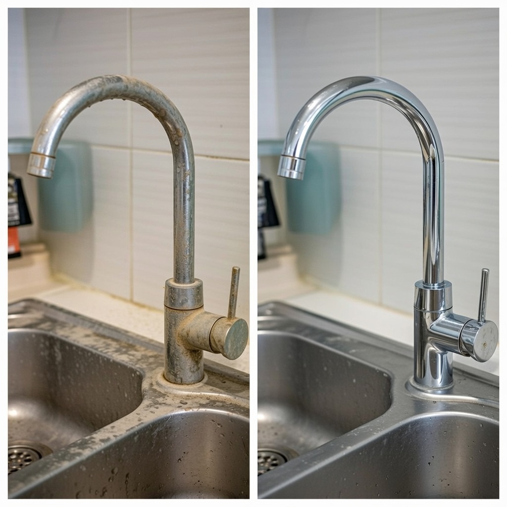 Чистка змішувача до та після